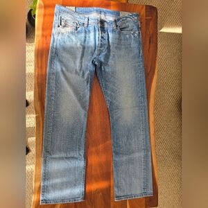 Diesel Industry Viker Jeans Men's 34x30 Blue Denim Button Fly Regular Straight.